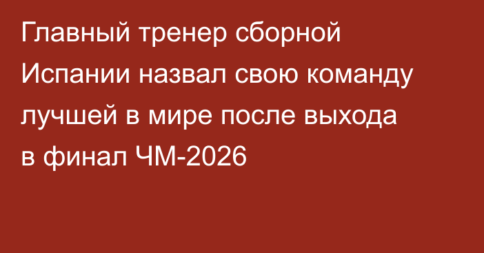 Главный тренер сборной Испании назвал свою команду лучшей в мире после выхода в финал ЧМ-2026