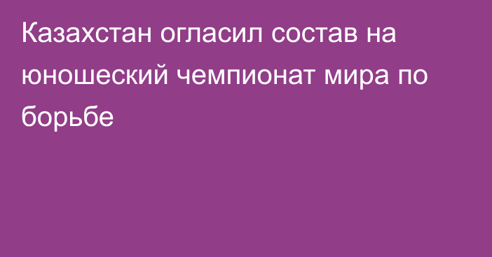 Казахстан огласил состав на юношеский чемпионат мира по борьбе