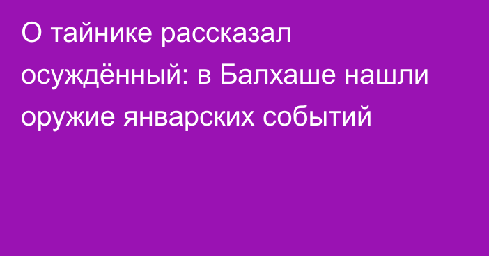 О тайнике рассказал осуждённый: в Балхаше нашли оружие январских событий