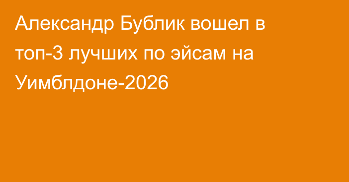 Александр Бублик вошел в топ-3 лучших по эйсам на Уимблдоне-2026