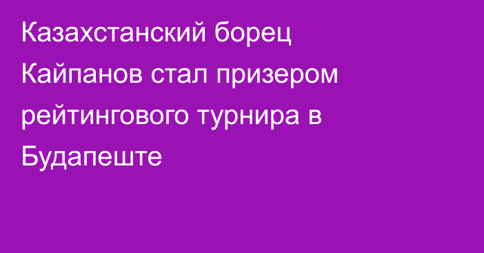 Казахстанский борец Кайпанов стал призером рейтингового турнира в Будапеште