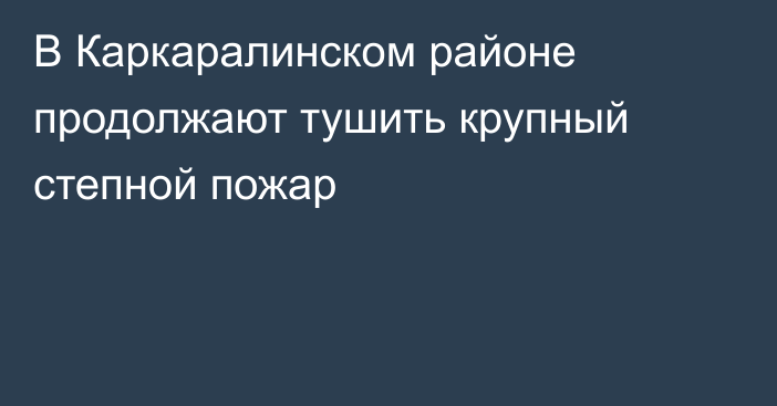 В Каркаралинском районе продолжают тушить крупный степной пожар