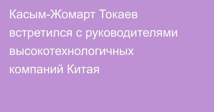 Касым-Жомарт Токаев встретился с руководителями высокотехнологичных компаний Китая