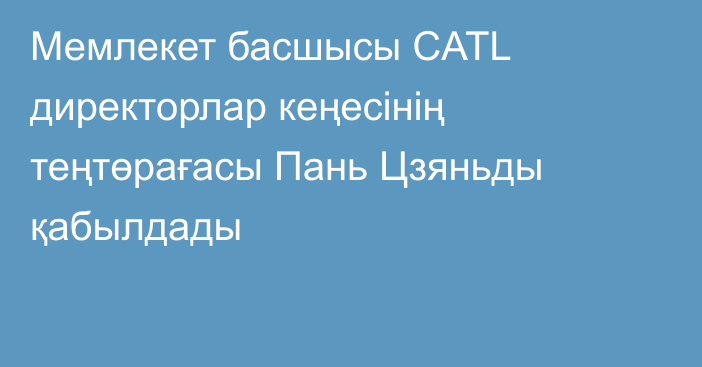 Мемлекет басшысы CATL директорлар кеңесінің теңтөрағасы Пань Цзяньды қабылдады