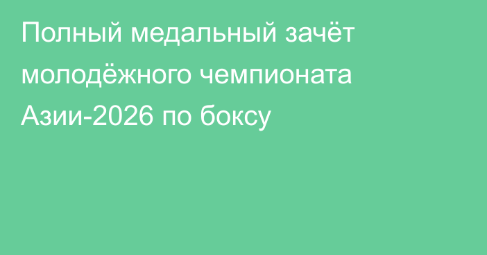 Полный медальный зачёт молодёжного чемпионата Азии-2026 по боксу