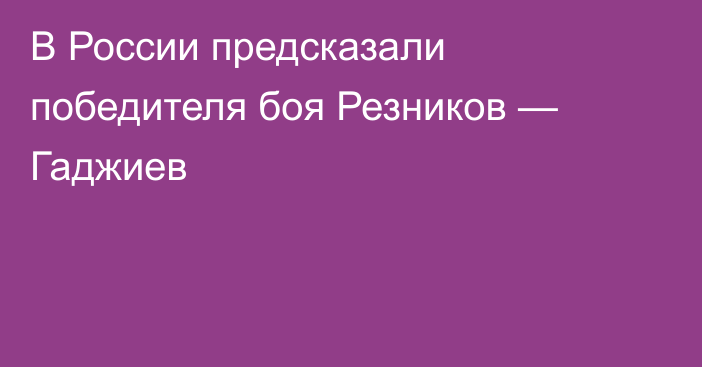 В России предсказали победителя боя Резников — Гаджиев