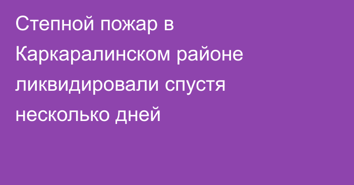 Степной пожар в Каркаралинском районе ликвидировали спустя несколько дней