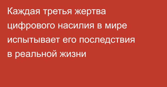 Каждая третья жертва цифрового насилия в мире испытывает его последствия в реальной жизни