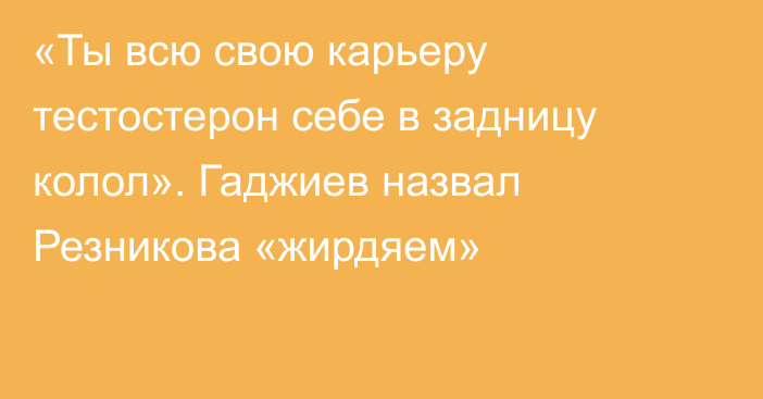 «Ты всю свою карьеру тестостерон себе в задницу колол». Гаджиев назвал Резникова «жирдяем»