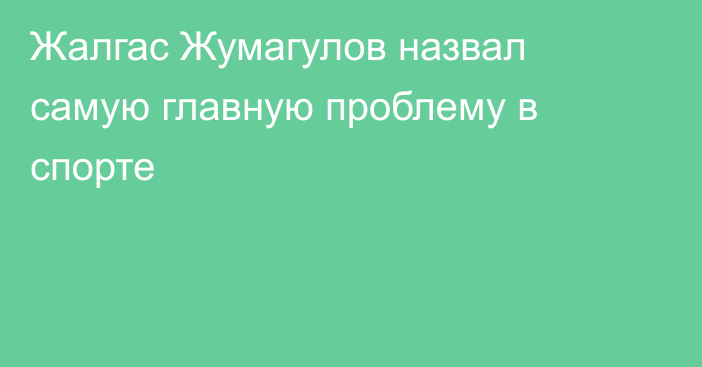 Жалгас Жумагулов назвал самую главную проблему в спорте