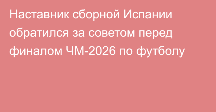 Наставник сборной Испании обратился за советом перед финалом ЧМ-2026 по футболу