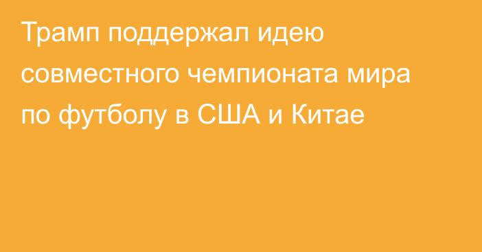 Трамп поддержал идею совместного чемпионата мира по футболу в США и Китае
