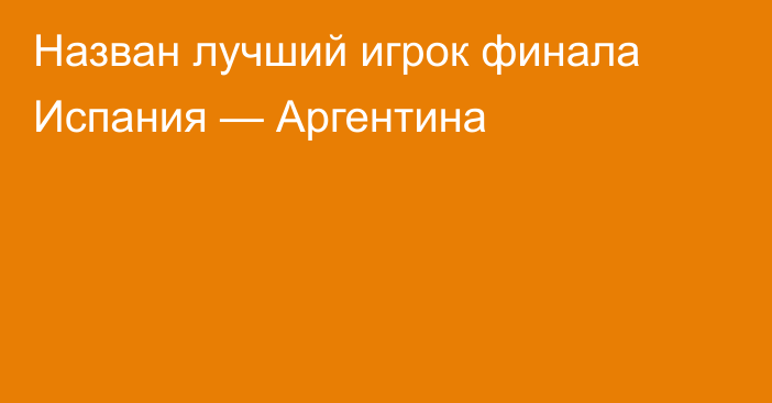 Назван лучший игрок финала Испания — Аргентина