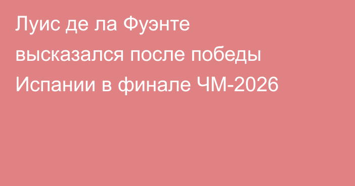 Луис де ла Фуэнте высказался после победы Испании в финале ЧМ-2026