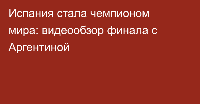 Испания стала чемпионом мира: видеообзор финала с Аргентиной