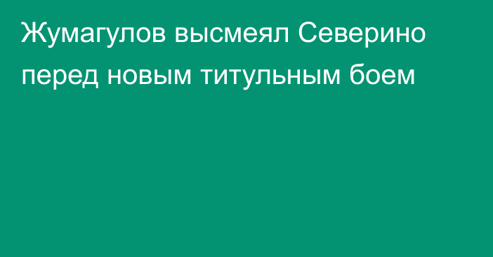 Жумагулов высмеял Северино перед новым титульным боем