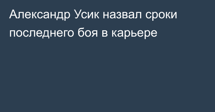 Александр Усик назвал сроки последнего боя в карьере