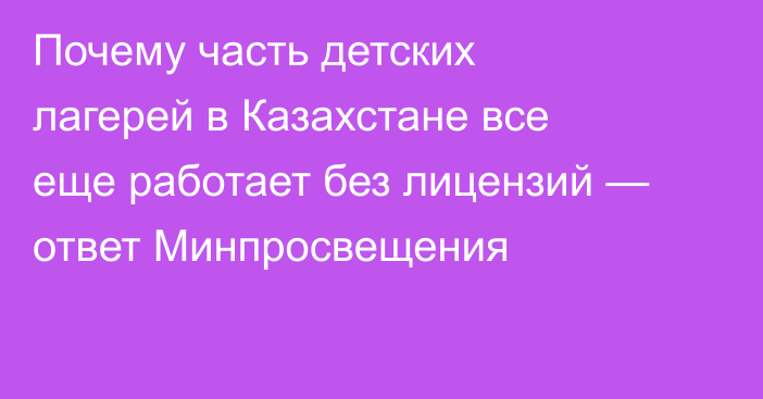 Почему часть детских лагерей в Казахстане все еще работает без лицензий — ответ Минпросвещения
