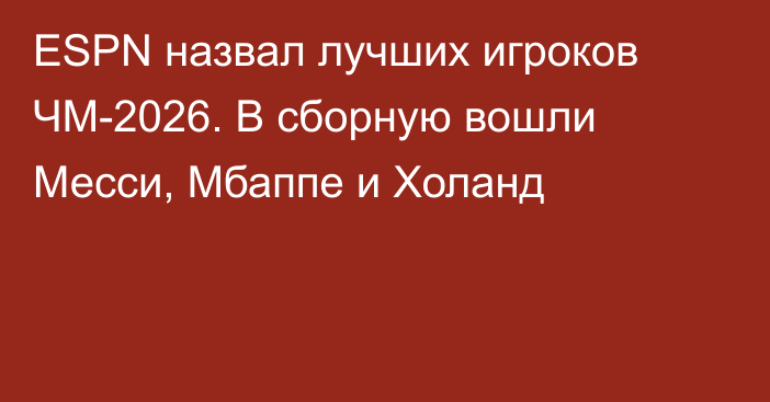 ESPN назвал лучших игроков ЧМ-2026. В сборную вошли Месси, Мбаппе и Холанд