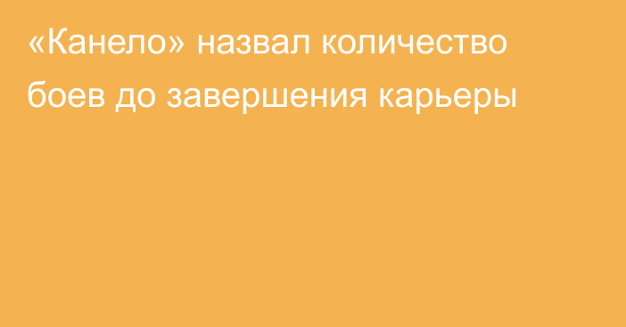 «Канело» назвал количество боев до завершения карьеры