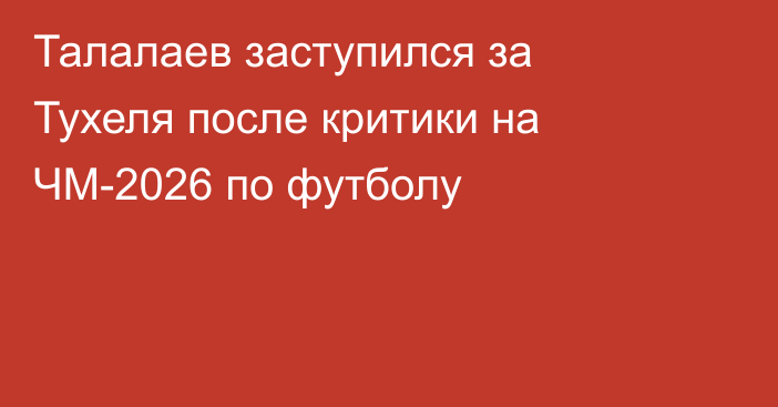 Талалаев заступился за Тухеля после критики на ЧМ-2026 по футболу