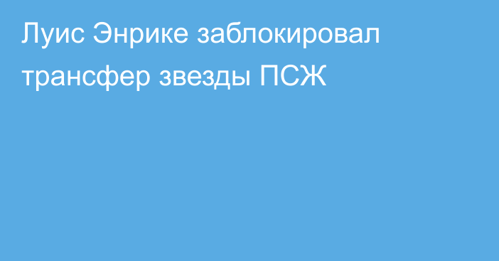 Луис Энрике заблокировал трансфер звезды ПСЖ