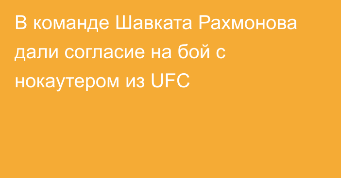В команде Шавката Рахмонова дали согласие на бой с нокаутером из UFC