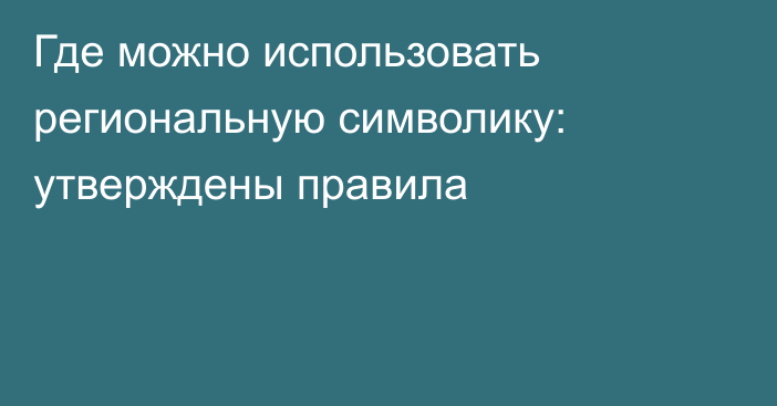 Где можно использовать региональную символику: утверждены правила