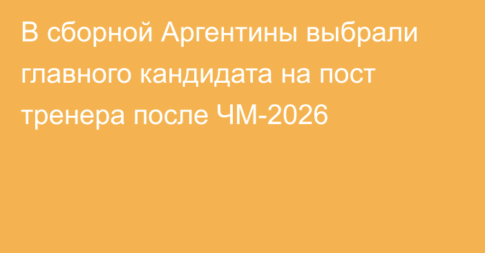 В сборной Аргентины выбрали главного кандидата на пост тренера после ЧМ-2026