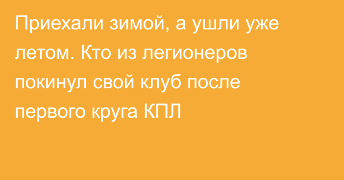 Приехали зимой, а ушли уже летом. Кто из легионеров покинул свой клуб после первого круга КПЛ