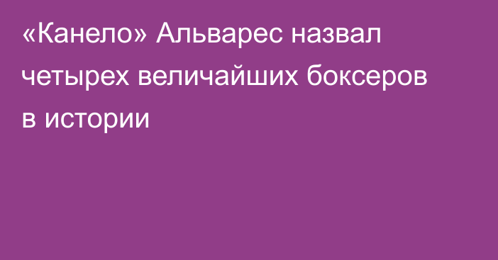«Канело» Альварес назвал четырех величайших боксеров в истории