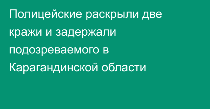 Полицейские раскрыли две кражи и задержали подозреваемого в Карагандинской области