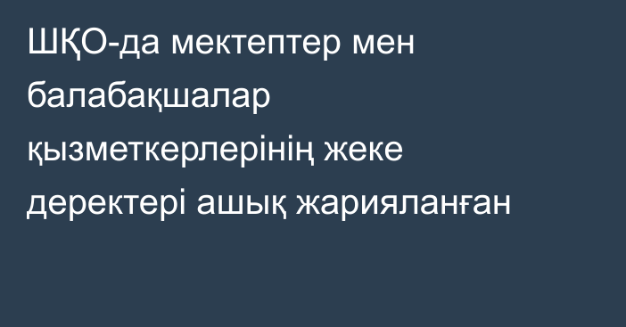 ШҚО-да мектептер мен балабақшалар қызметкерлерінің жеке деректері ашық жарияланған