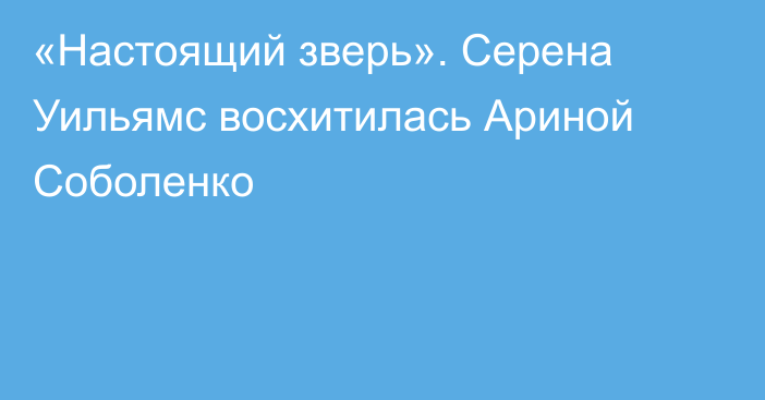 «Настоящий зверь». Серена Уильямс восхитилась Ариной Соболенко