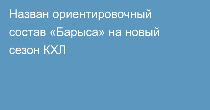 Назван ориентировочный состав «Барыса» на новый сезон КХЛ