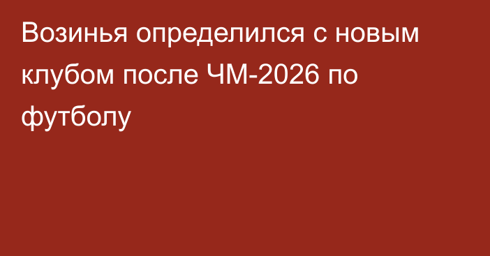 Возинья определился с новым клубом после ЧМ-2026 по футболу