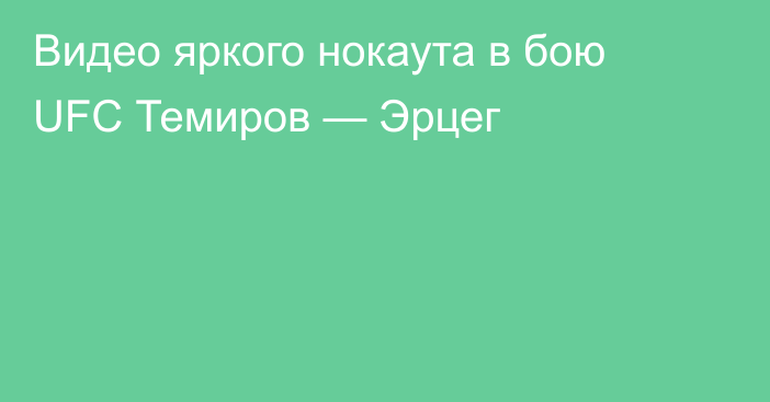 Видео яркого нокаута в бою UFC Темиров — Эрцег