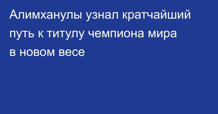 Алимханулы узнал кратчайший путь к титулу чемпиона мира в новом весе