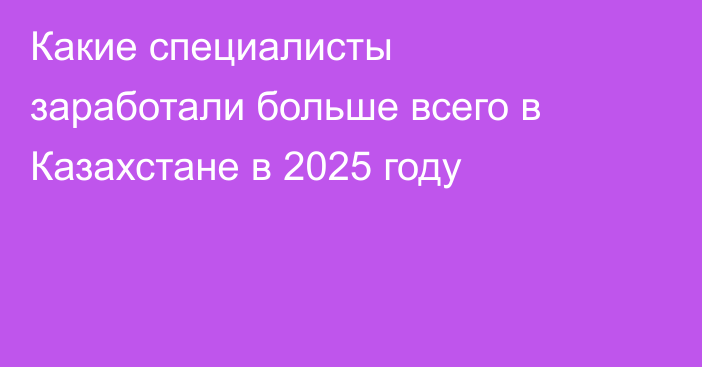 Какие специалисты заработали больше всего в Казахстане в 2025 году