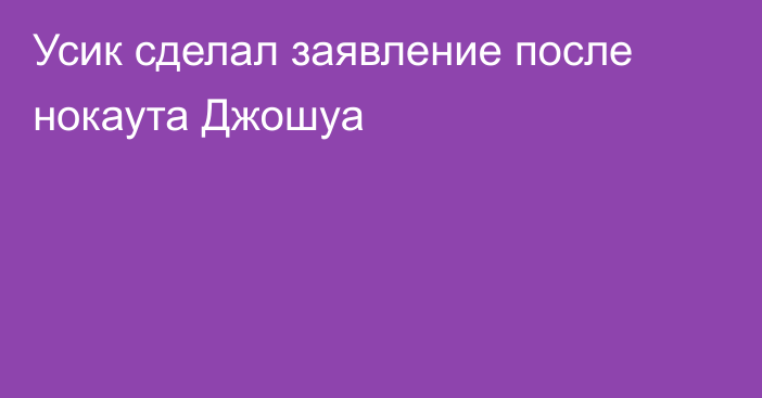 Усик сделал заявление после нокаута Джошуа