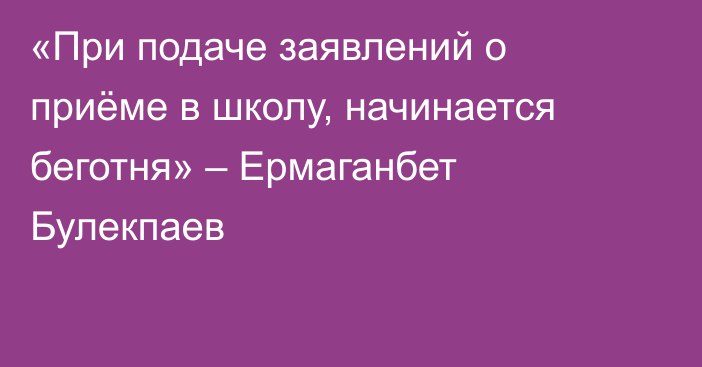 «При подаче заявлений о приёме в школу, начинается беготня» – Ермаганбет Булекпаев