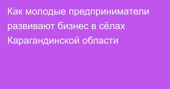 Как молодые предприниматели развивают бизнес в сёлах Карагандинской области