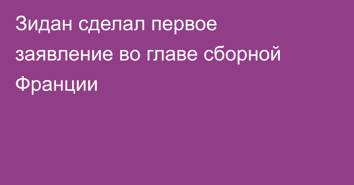 Зидан сделал первое заявление во главе сборной Франции