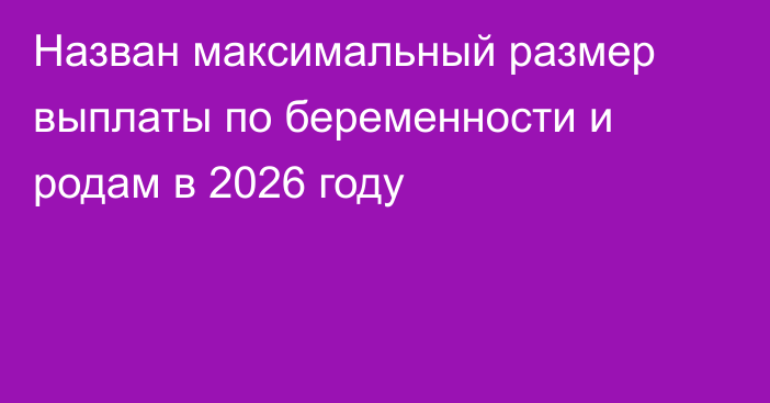 Назван максимальный размер выплаты по беременности и родам в 2026 году