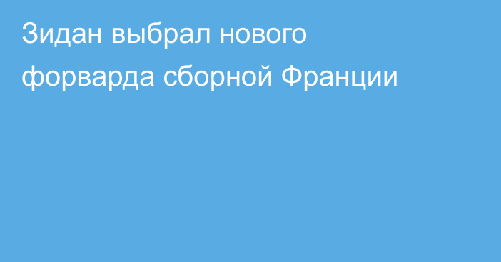 Зидан выбрал нового форварда сборной Франции