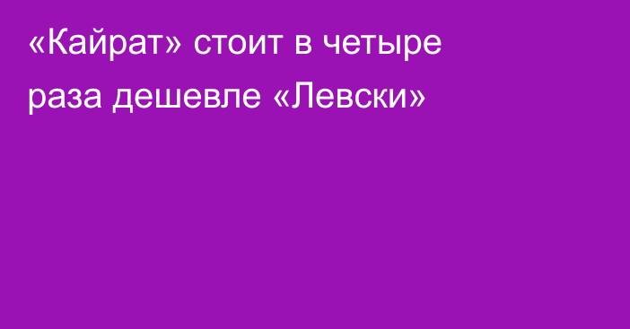 «Кайрат» стоит в четыре раза дешевле «Левски»