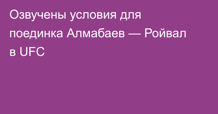 Озвучены условия для поединка Алмабаев — Ройвал в UFC