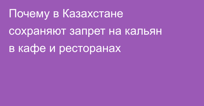 Почему в Казахстане сохраняют запрет на кальян в кафе и ресторанах