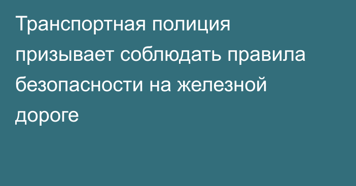 Транспортная полиция призывает соблюдать правила безопасности на железной дороге