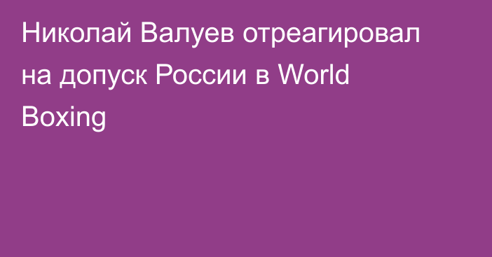 Николай Валуев отреагировал на допуск России в World Boxing
